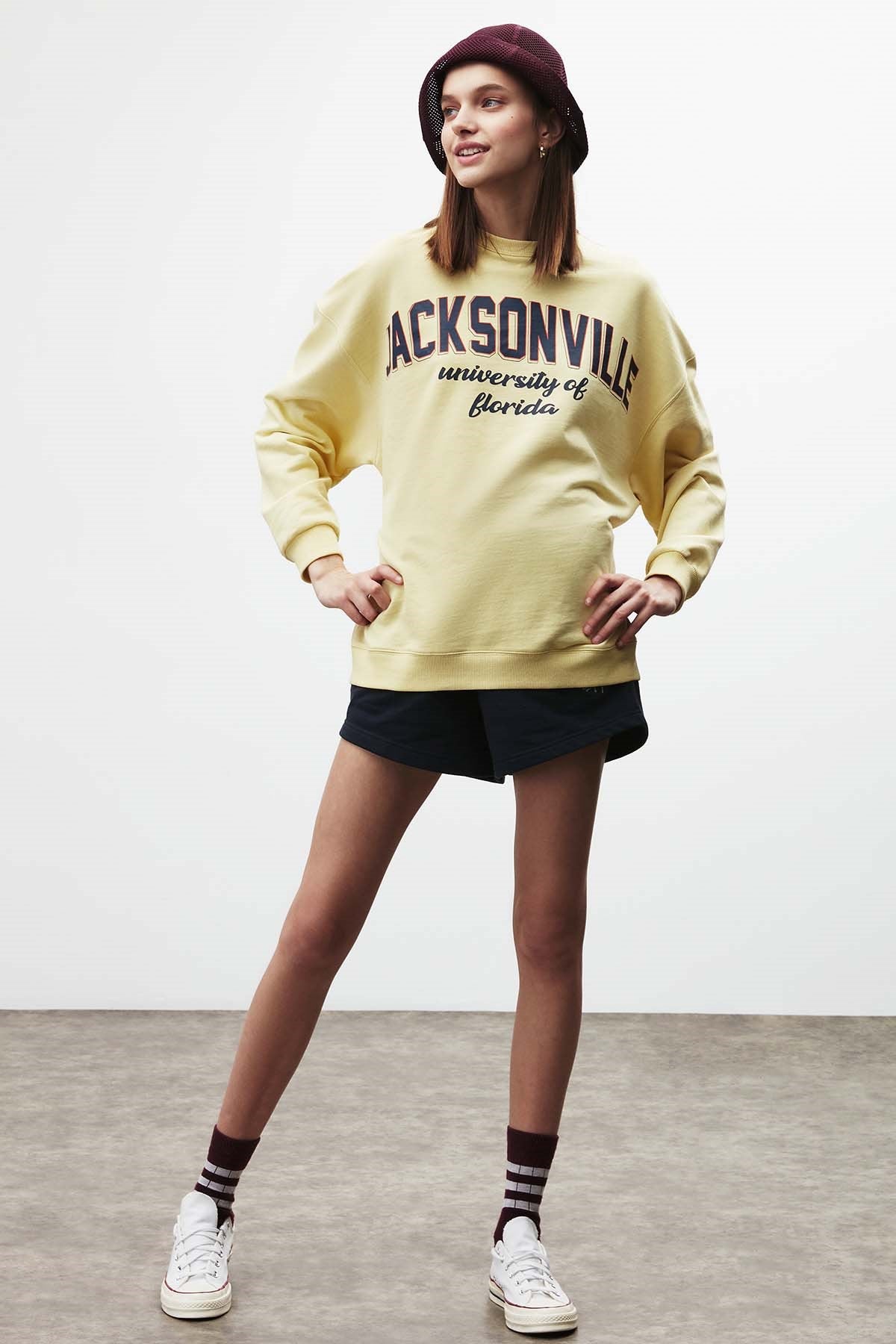 ETHIQUET Ramona Damen Oversize Fleece-Sweatshirt Gelb