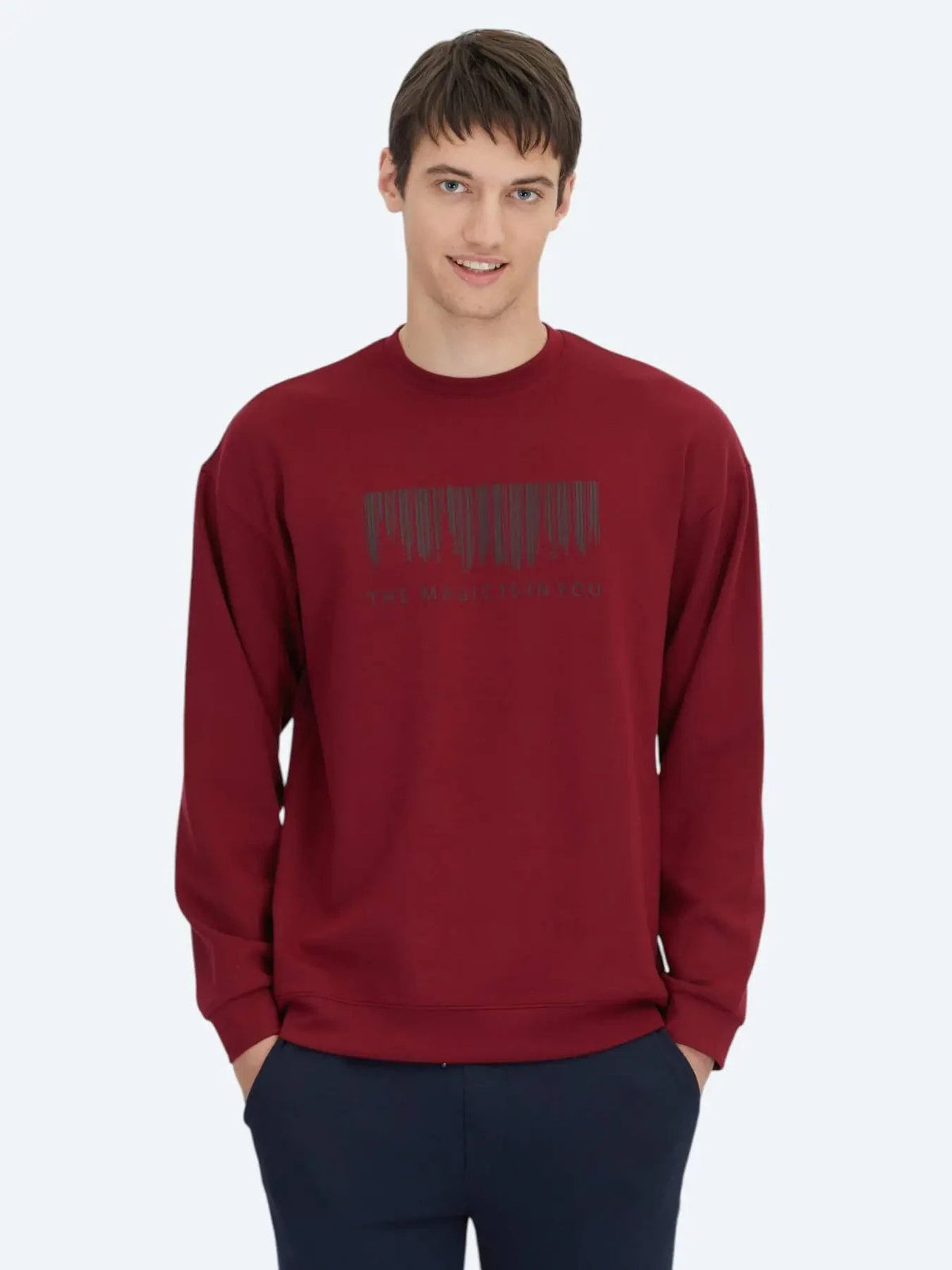 Rotes Rundhals Bedrucktes Sweatshirt