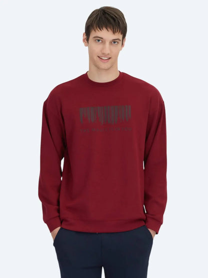 Rotes Rundhals Bedrucktes Sweatshirt