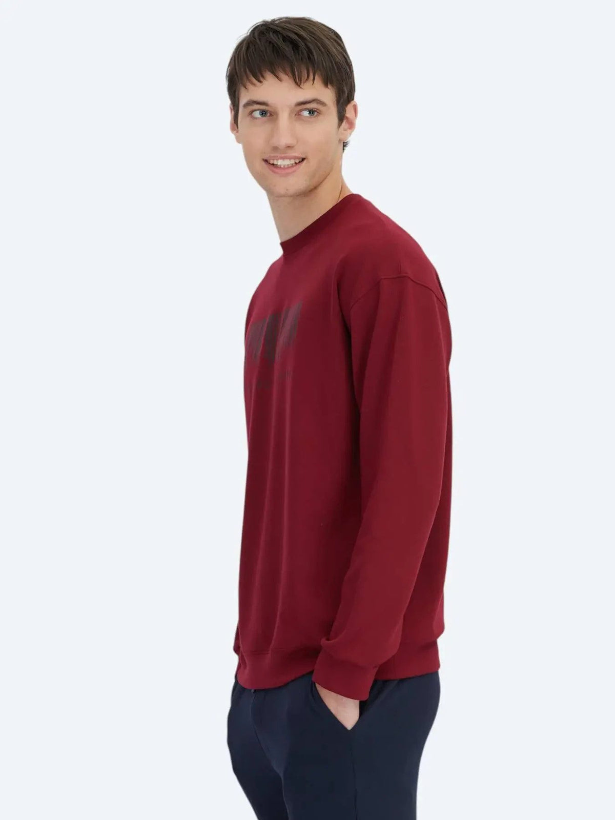 Rotes Rundhals Bedrucktes Sweatshirt