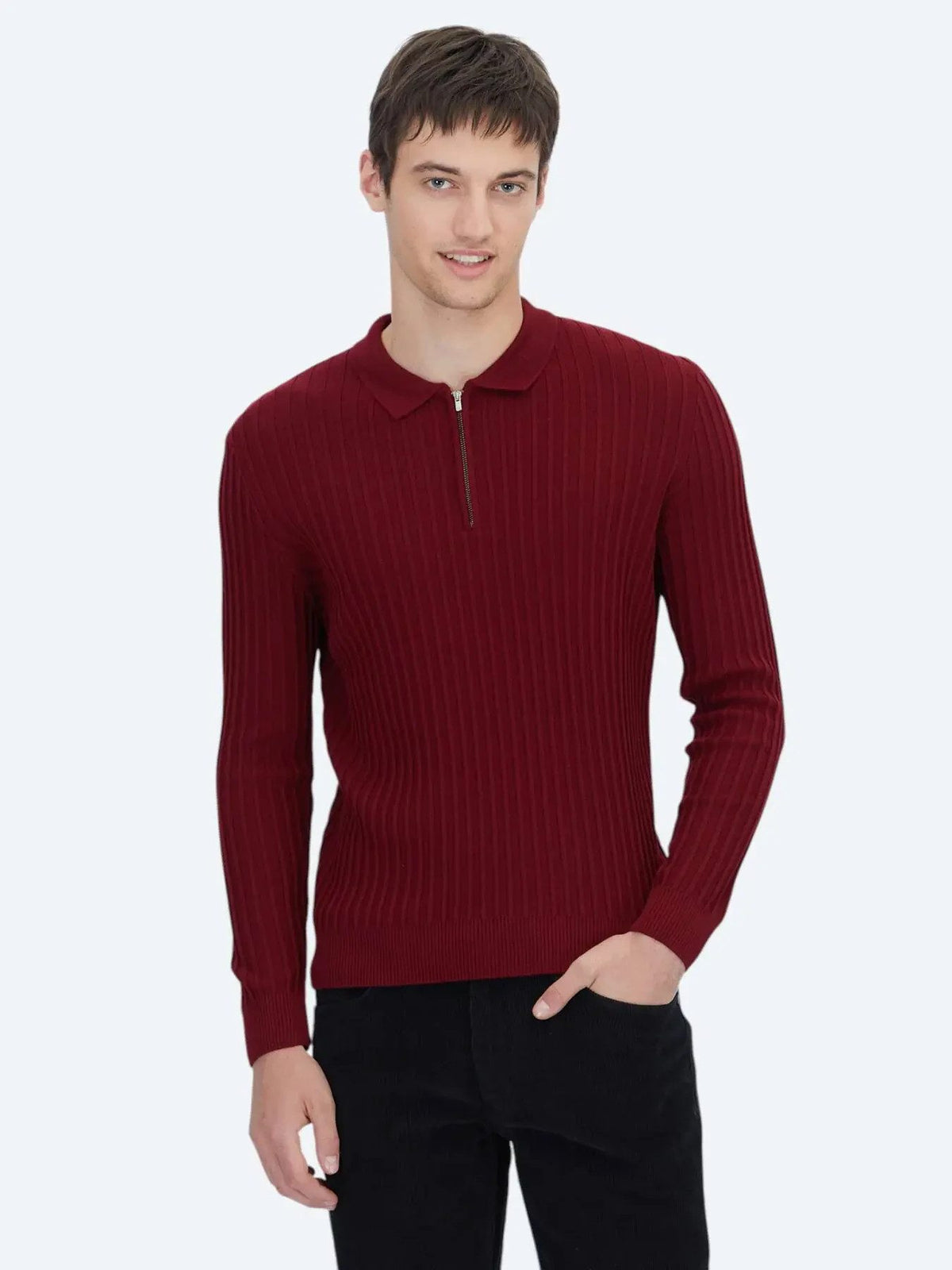 Rotes Strick-Sweatshirt