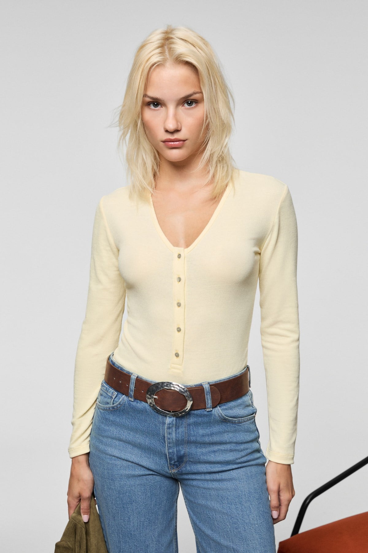 ETHIQUET RENAVE Damen Langarm-Bluse Gelb