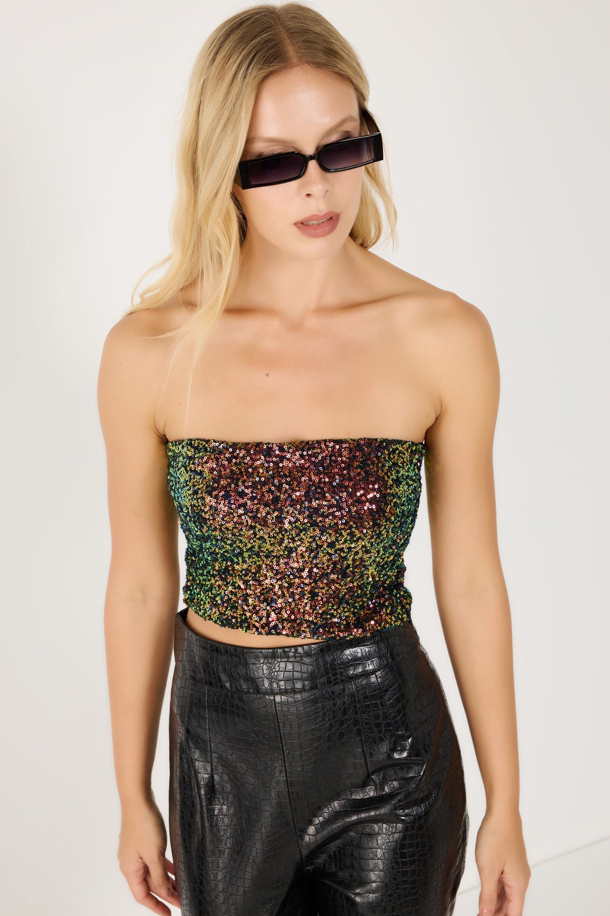 Paillettenbesetztes trägerloses Bustier