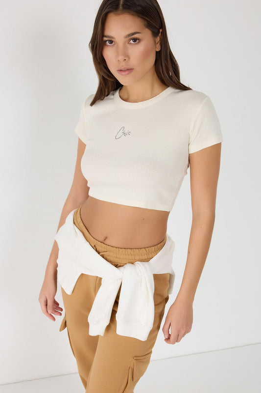 Kurzärmelige Crop-Bluse