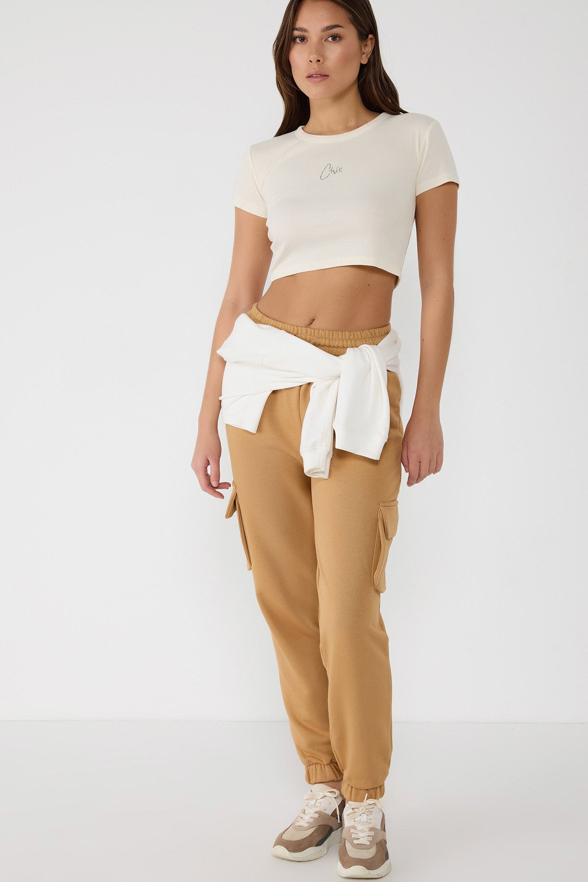 Kurzärmelige Crop-Bluse