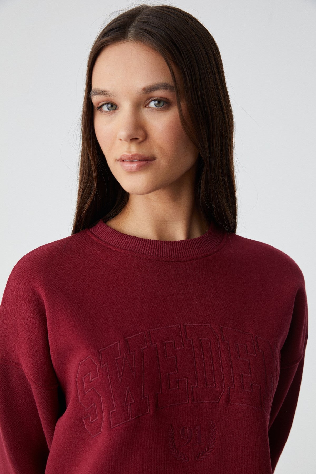 ETHIQUET RICENNI Damen Oversize Sweatshirt Bordeaux