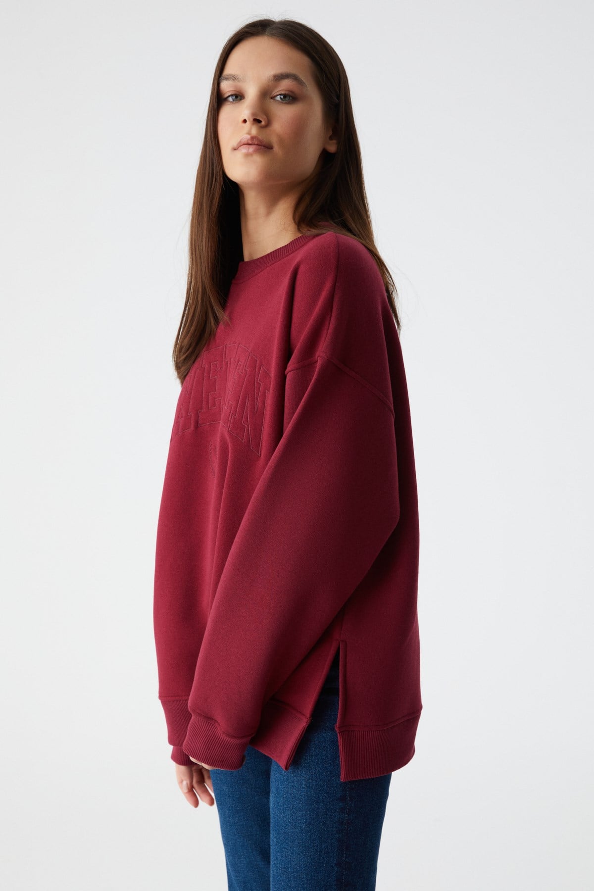 ETHIQUET RICENNI Damen Oversize Sweatshirt Bordeaux