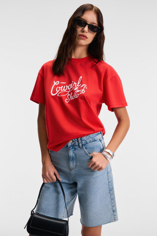 RIVELA Damen Baumwoll T-Shirt Print