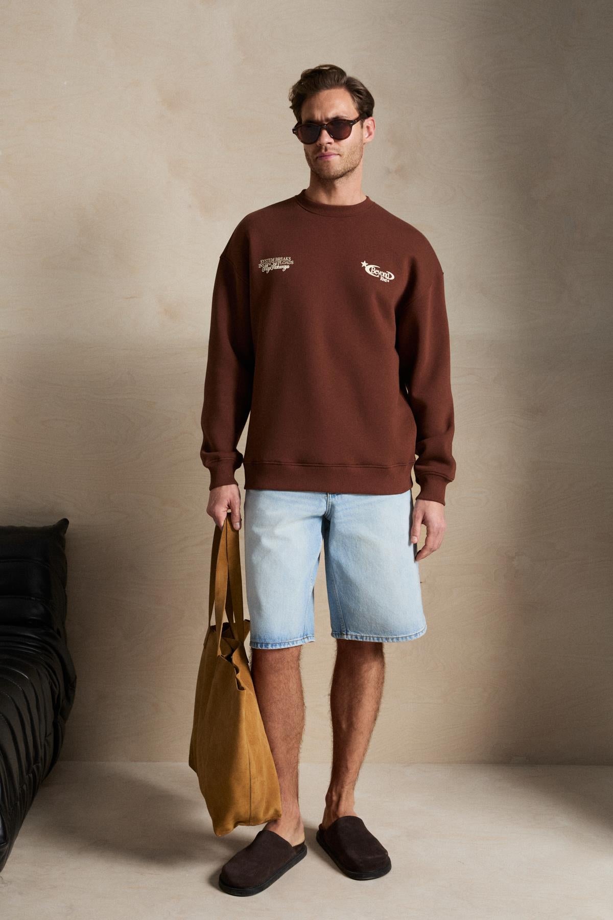 GRIMELANGE RIVET Herren Bio-Baumwoll Sweatshirt Braun