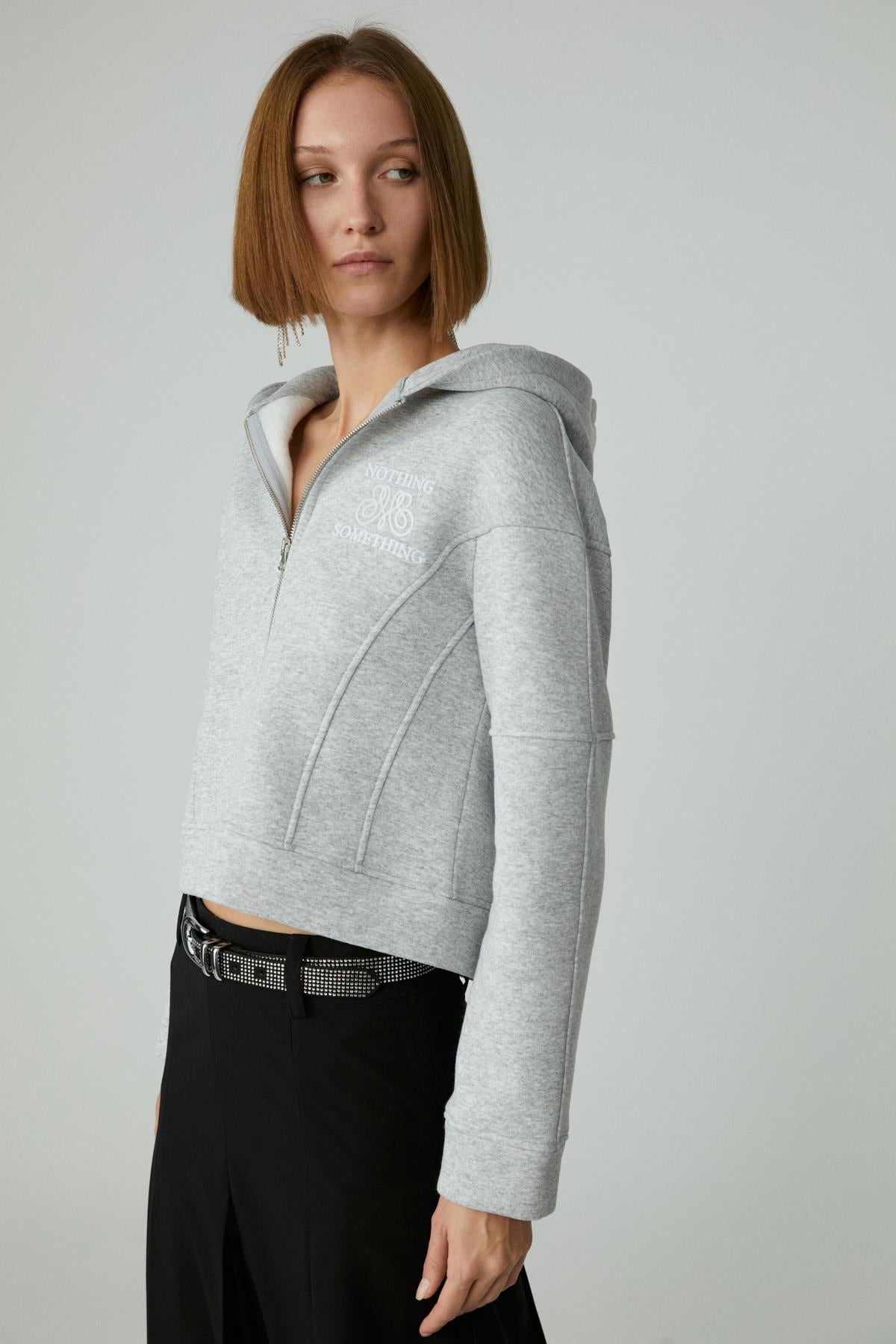 ETHIQUET ROBINA Damen Kapuzen-Sweatshirt Graue Melange