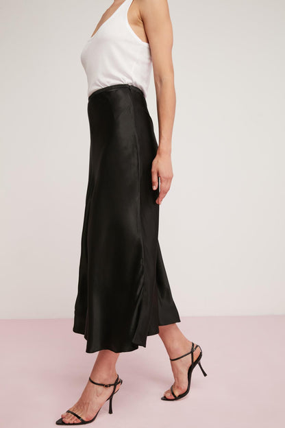 ROSANNE Damen Satin Midirock