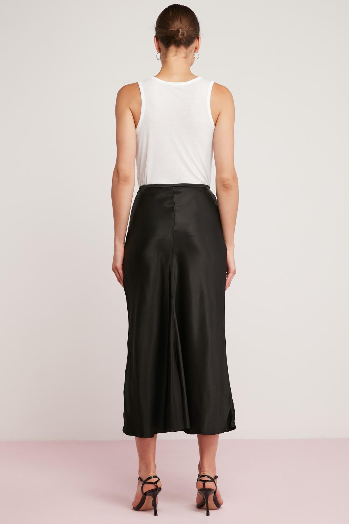 ROSANNE Damen Satin Midirock