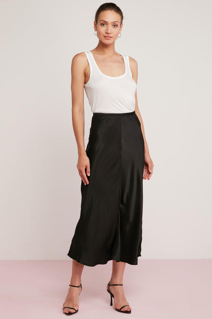 ROSANNE Damen Satin Midirock
