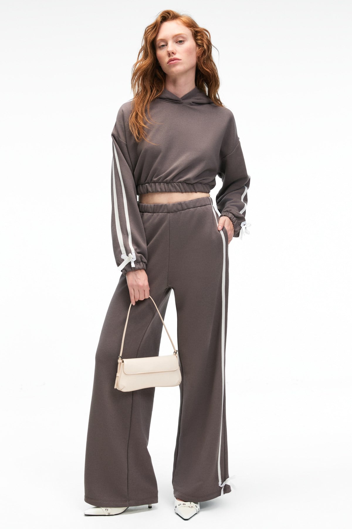 ETHIQUET ROSELLE Damen Kapuzen Crop-Sweatshirt Anthrazit