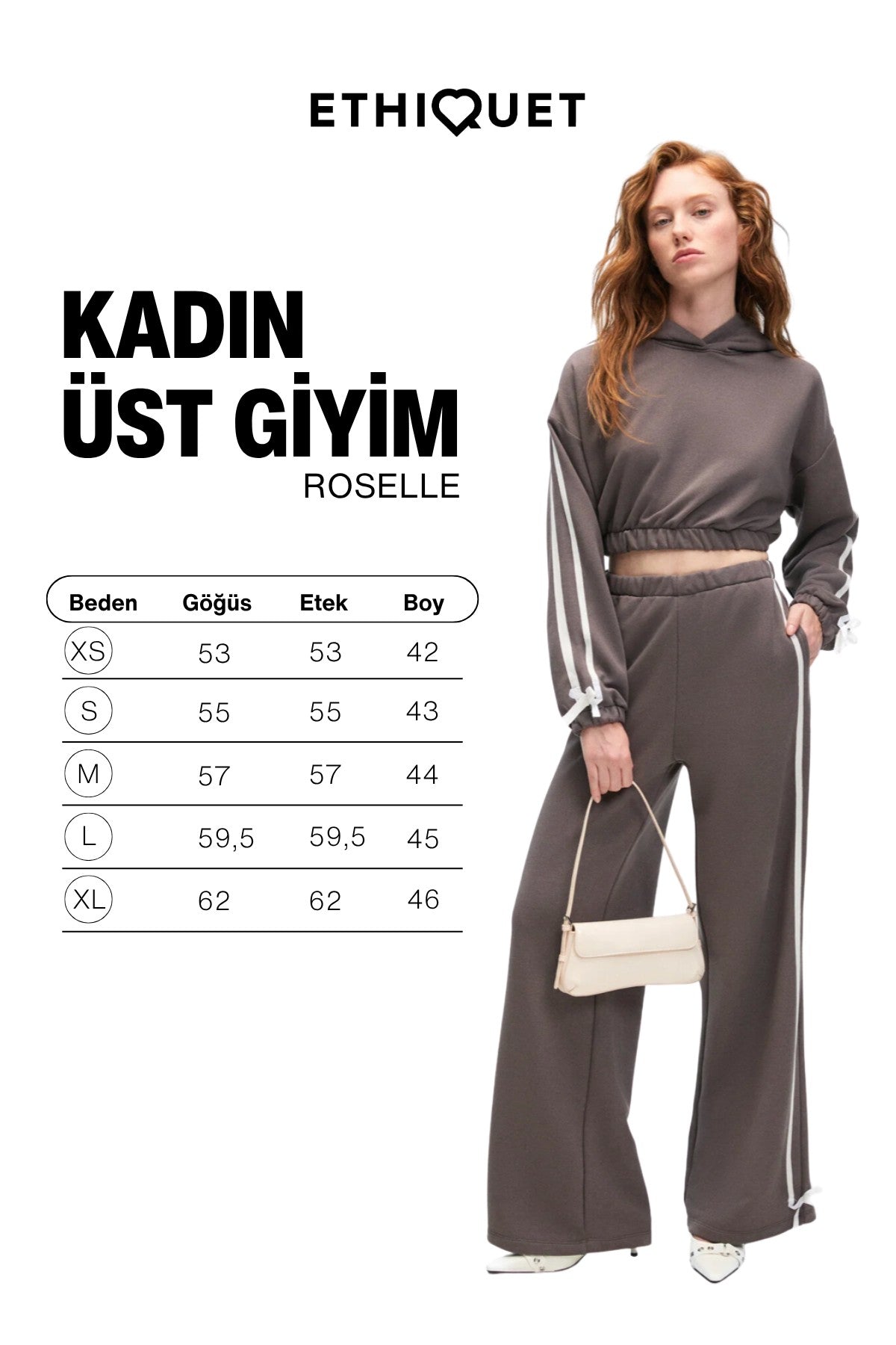 ETHIQUET ROSELLE Damen Kapuzen Crop-Sweatshirt Anthrazit