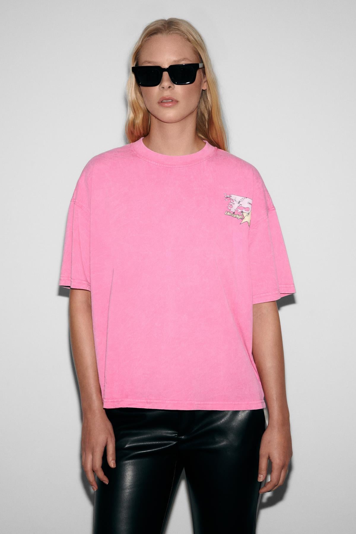 GRIMELANGE ROSY Damen Weiches Print-T-Shirt Rosa