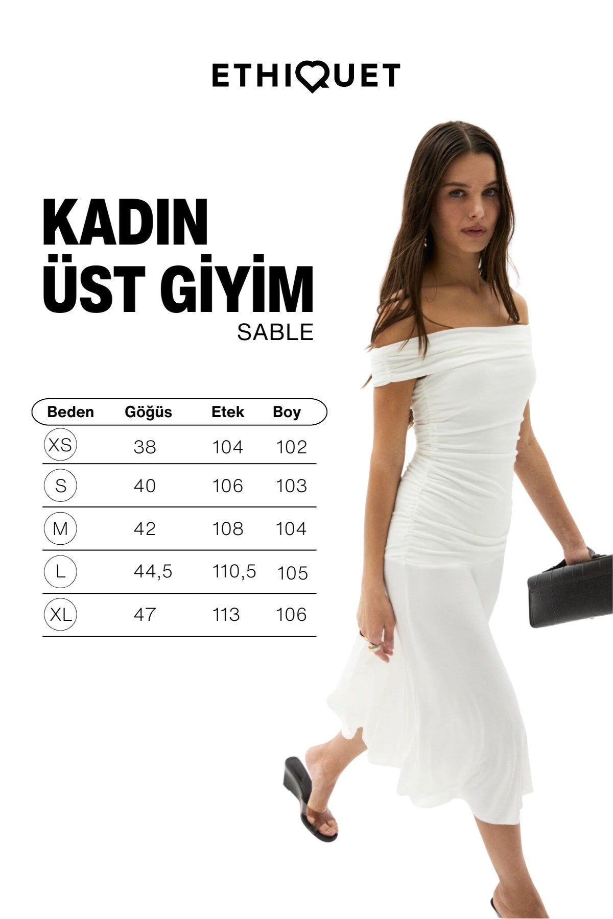 ETHIQUET SABLE Off-Shoulder Gerafftes Maxikleid Weiß