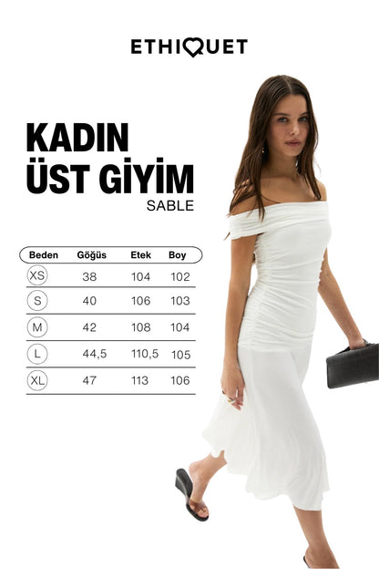 SABLE Off-Shoulder Gerafftes Maxikleid