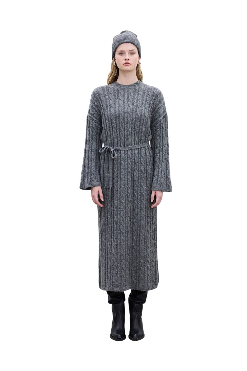 GEFLOCHTENES STRICKKLEID, SCHWARZ
