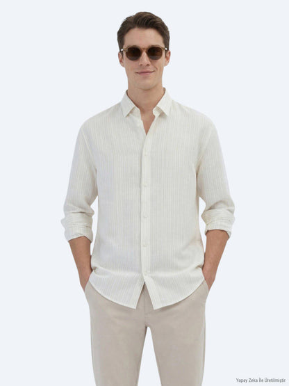 Safran Gestreiftes Oversized Hemd