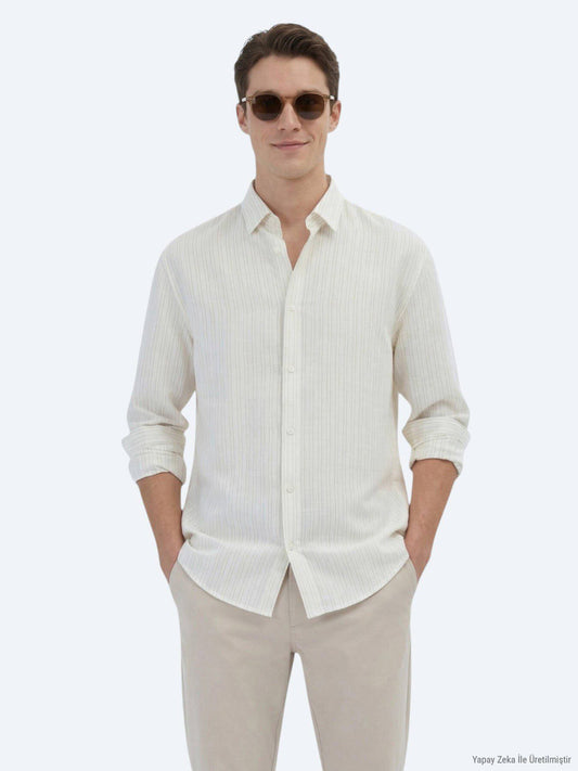 Safran Gestreiftes Oversized Hemd