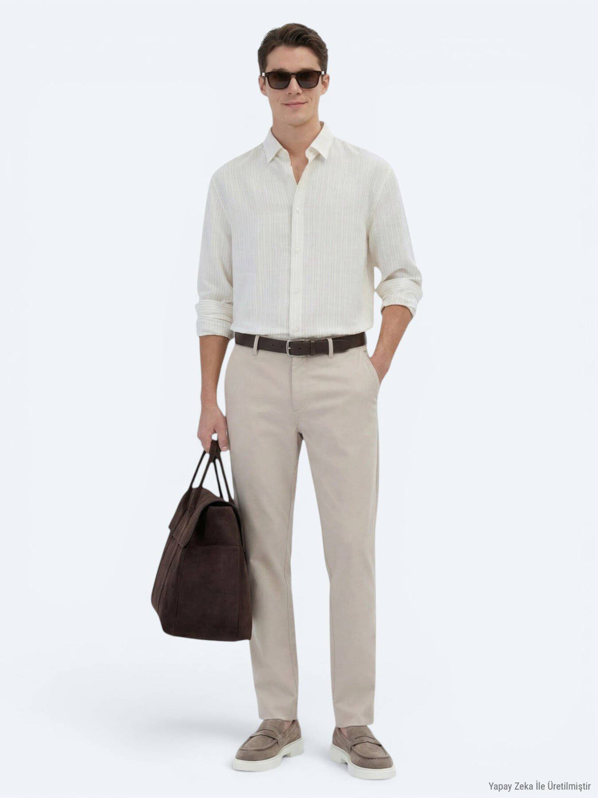 Safran Gestreiftes Oversized Hemd