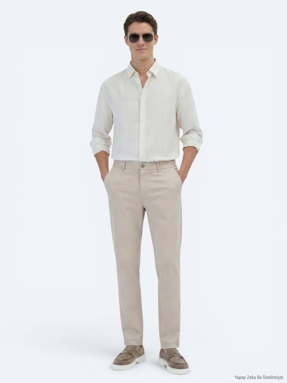 Safran Gestreiftes Oversized Hemd