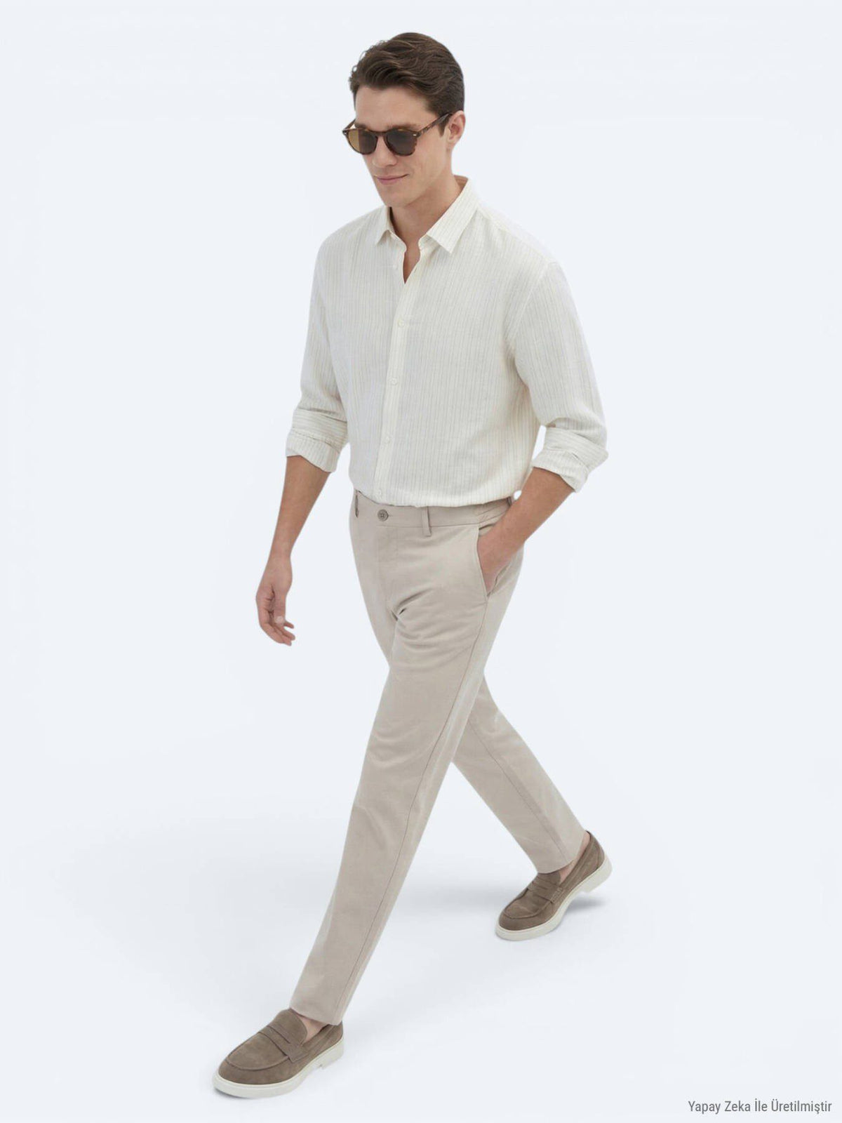 Safran Gestreiftes Oversized Hemd