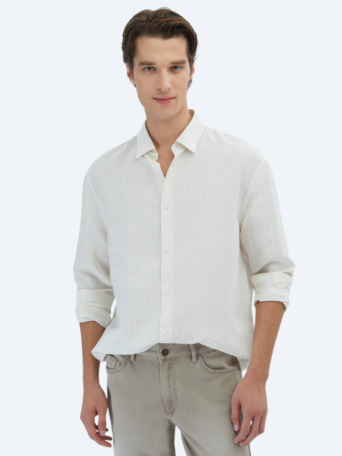 Gestreiftes Oversized Web-Casual-Hemd