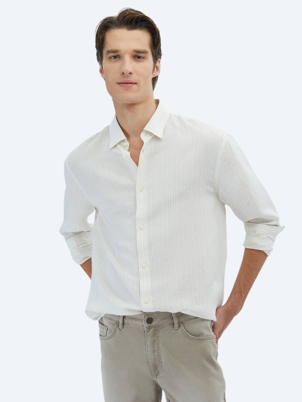 Gestreiftes Oversized Web-Casual-Hemd