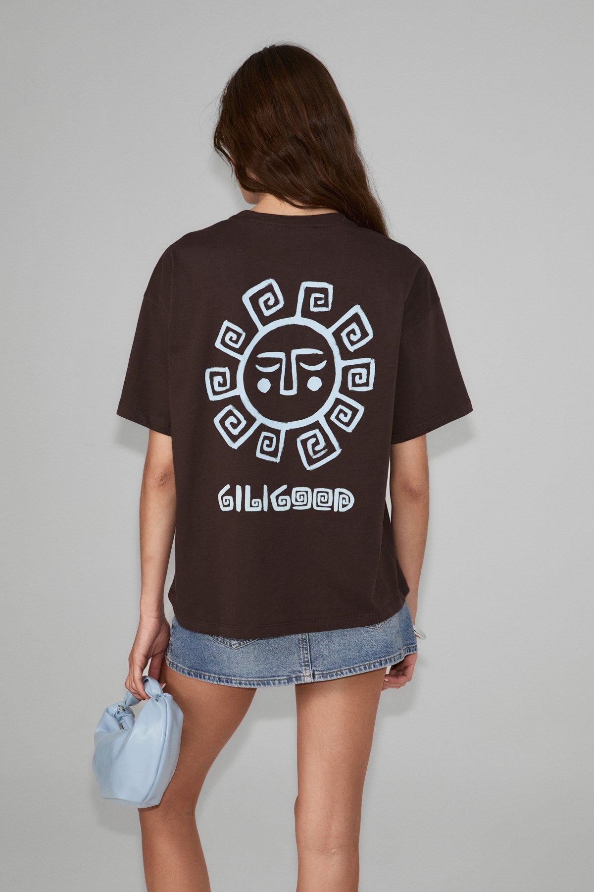 GRIMELANGE Sahara Bio-Baumwoll T-Shirt mit Print Braun