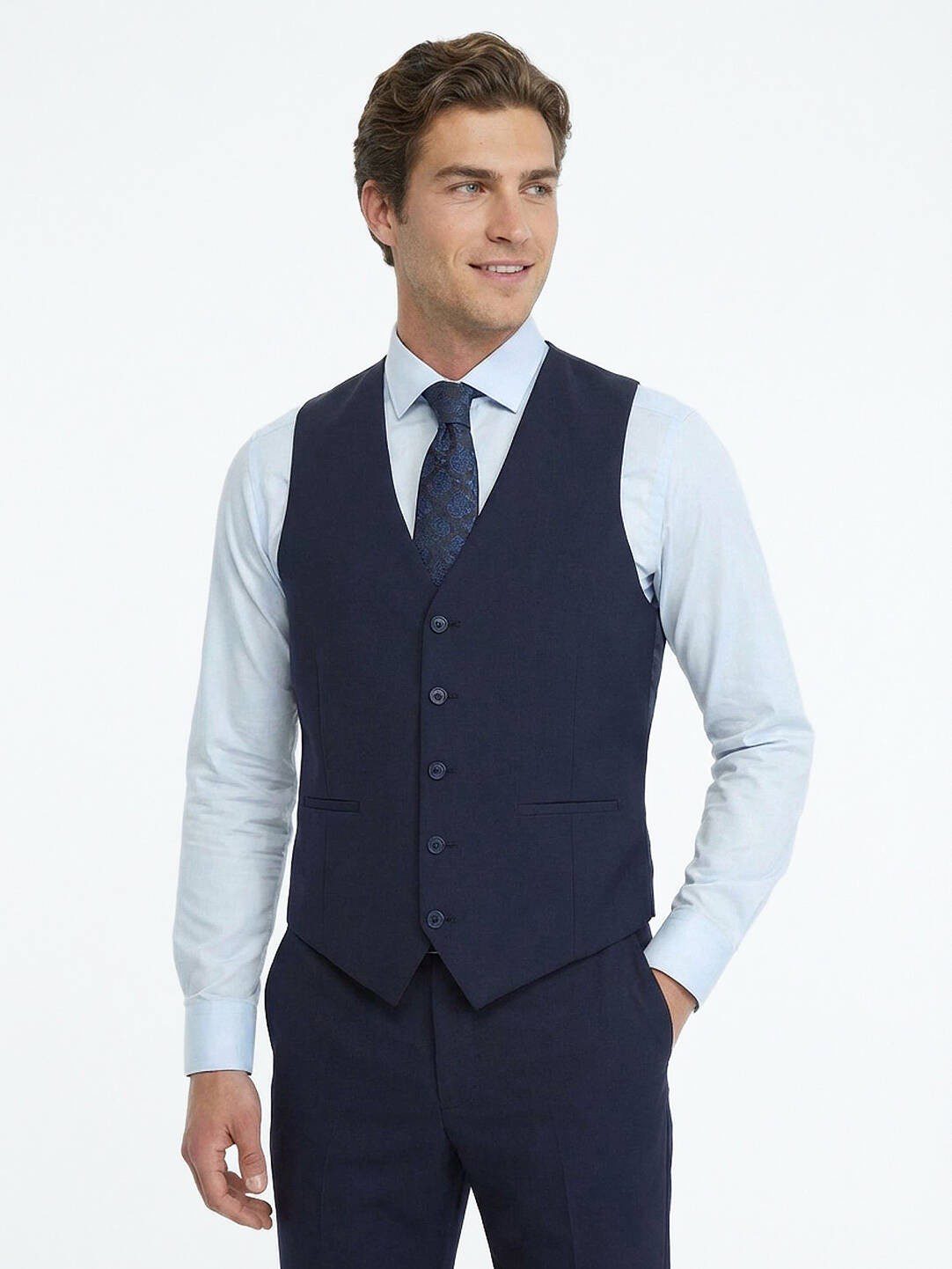 Saks Slim Fit Weste mit Schmetterlingskragen