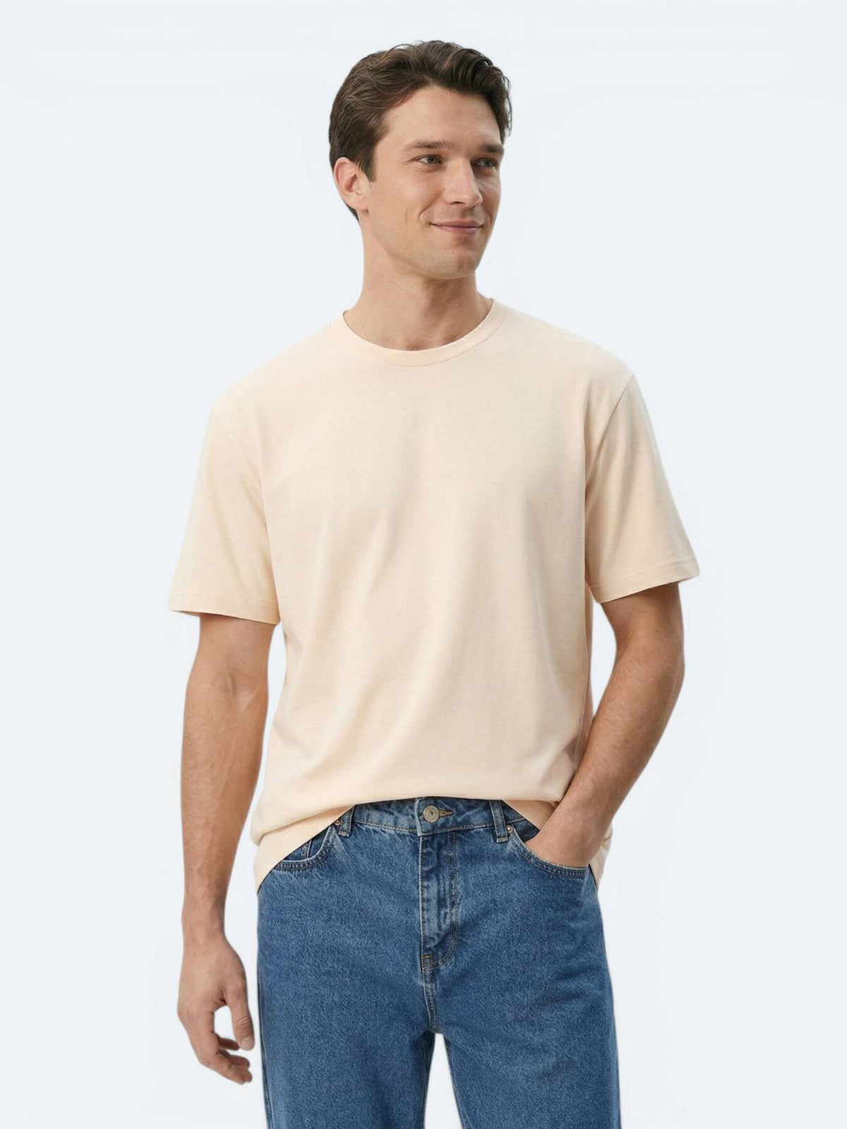 Lachs Baumwoll-Mix T-Shirt