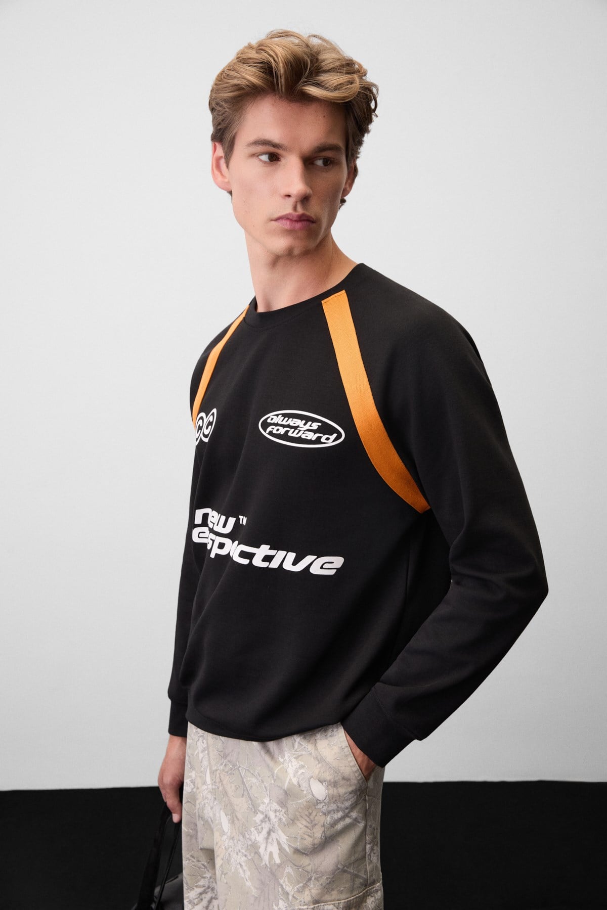 GRIMELANGE Salvatore Herren Streifen Sweatshirt Schwarz