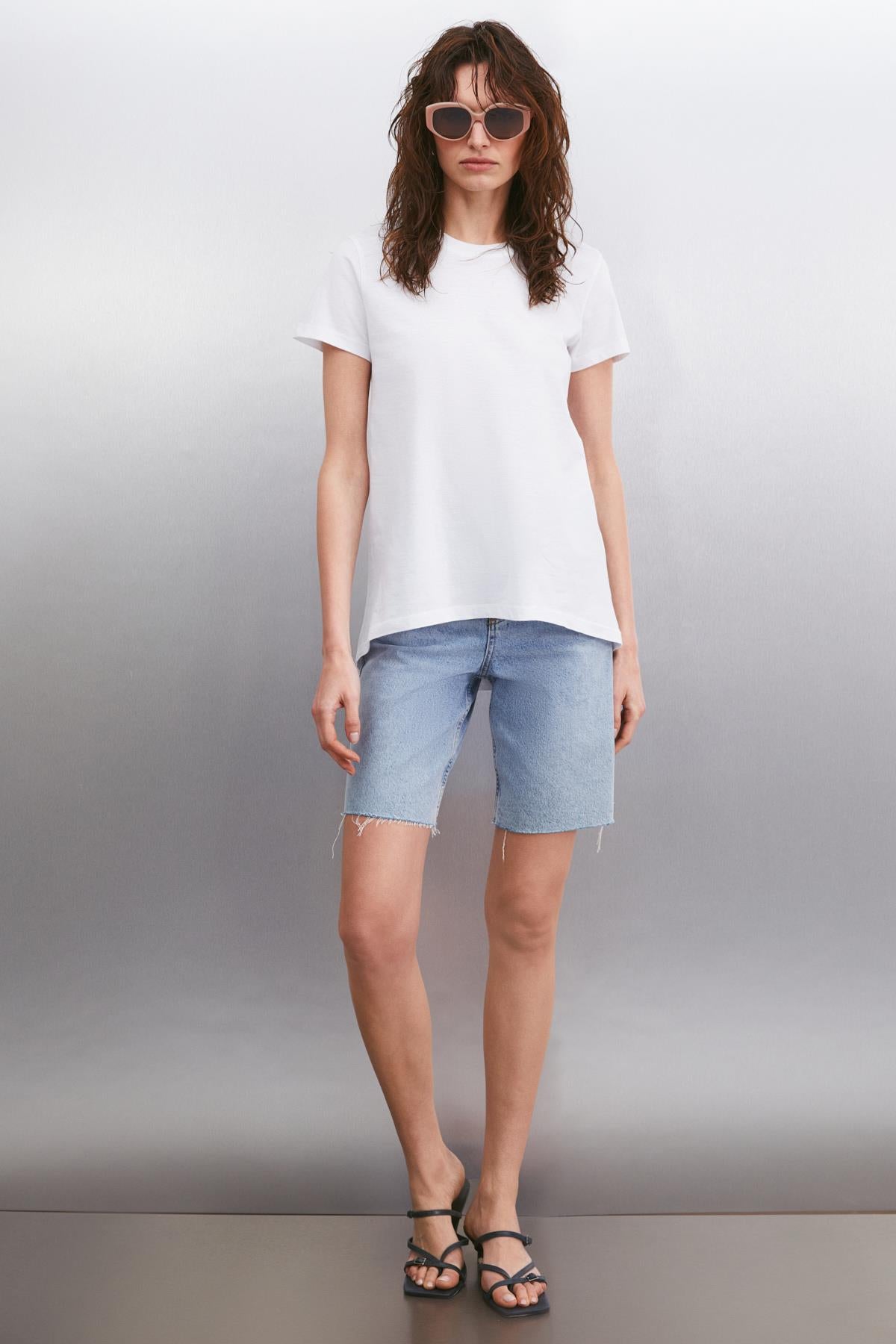 GRIMELANGE SAMANTHA Damen Bio Basic T-Shirt Weiß