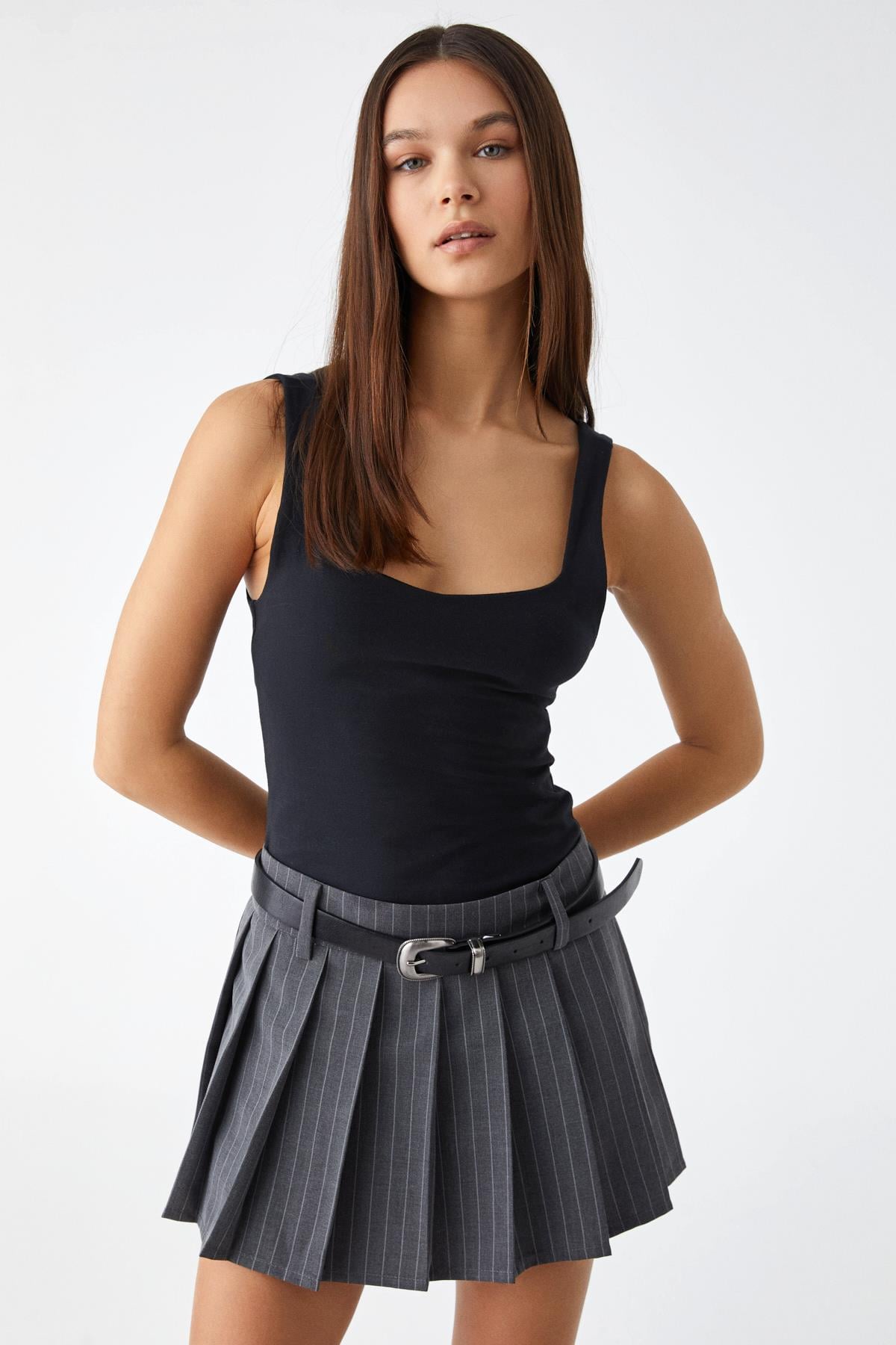 GRIMELANGE SANUKI Damen Slim-Bluse mit Cut-Outs Schwarz