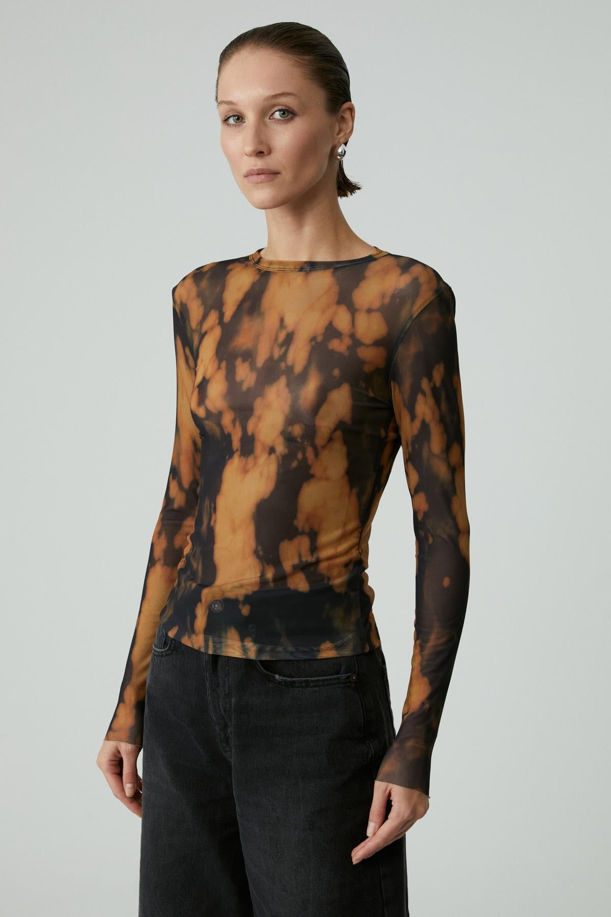 SARAI Damen Langarm Musterbluse