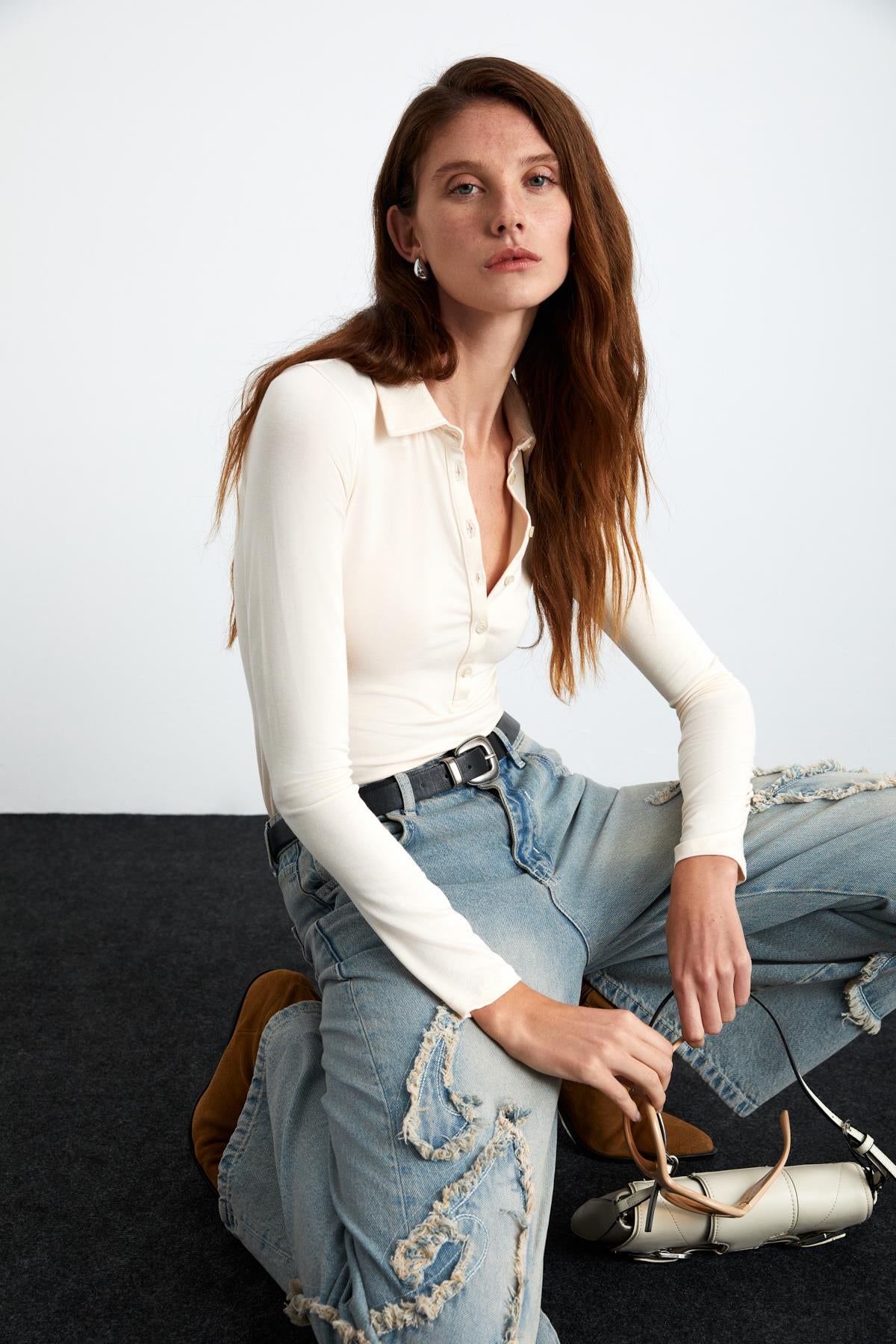 GRIMELANGE SAYDA Damen Viskose-Bluse Ecru