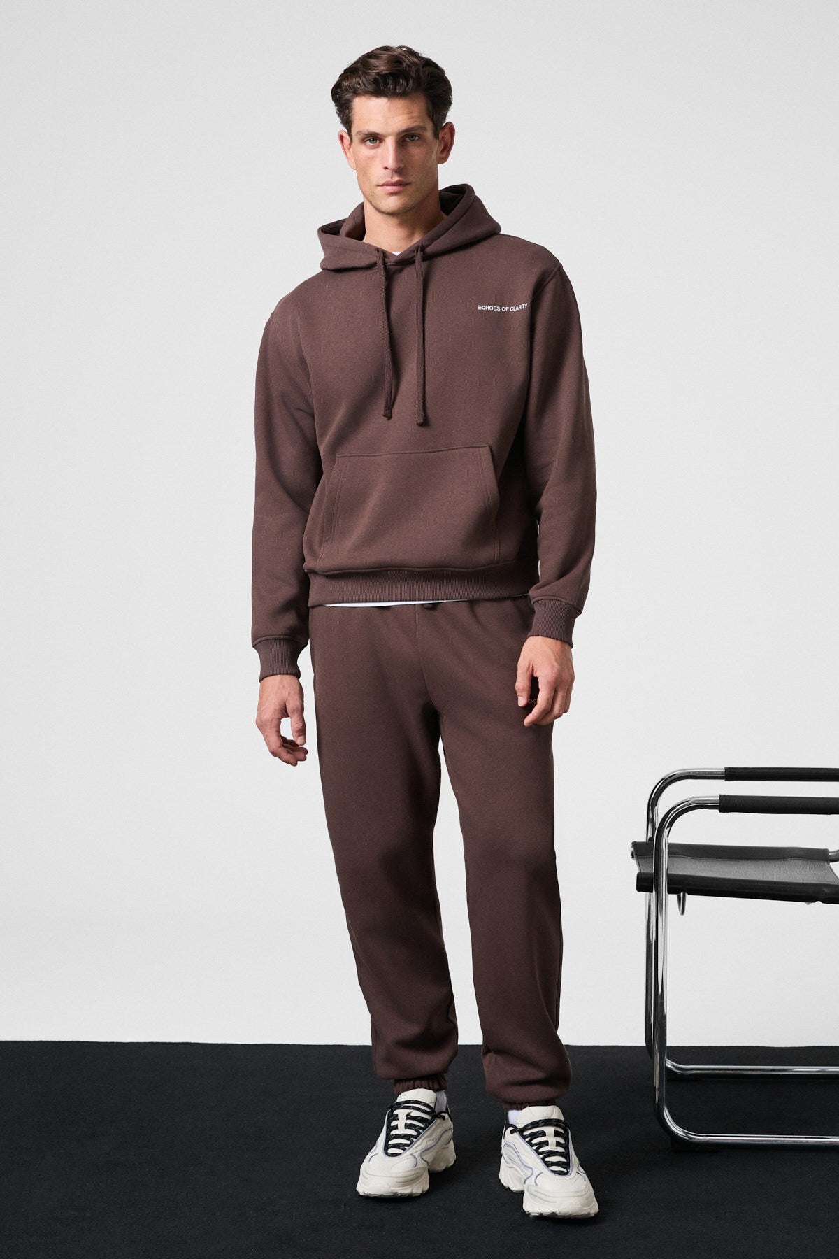 GRIMELANGE SCARN Herren Relaxed Kapuzenpullover Braun