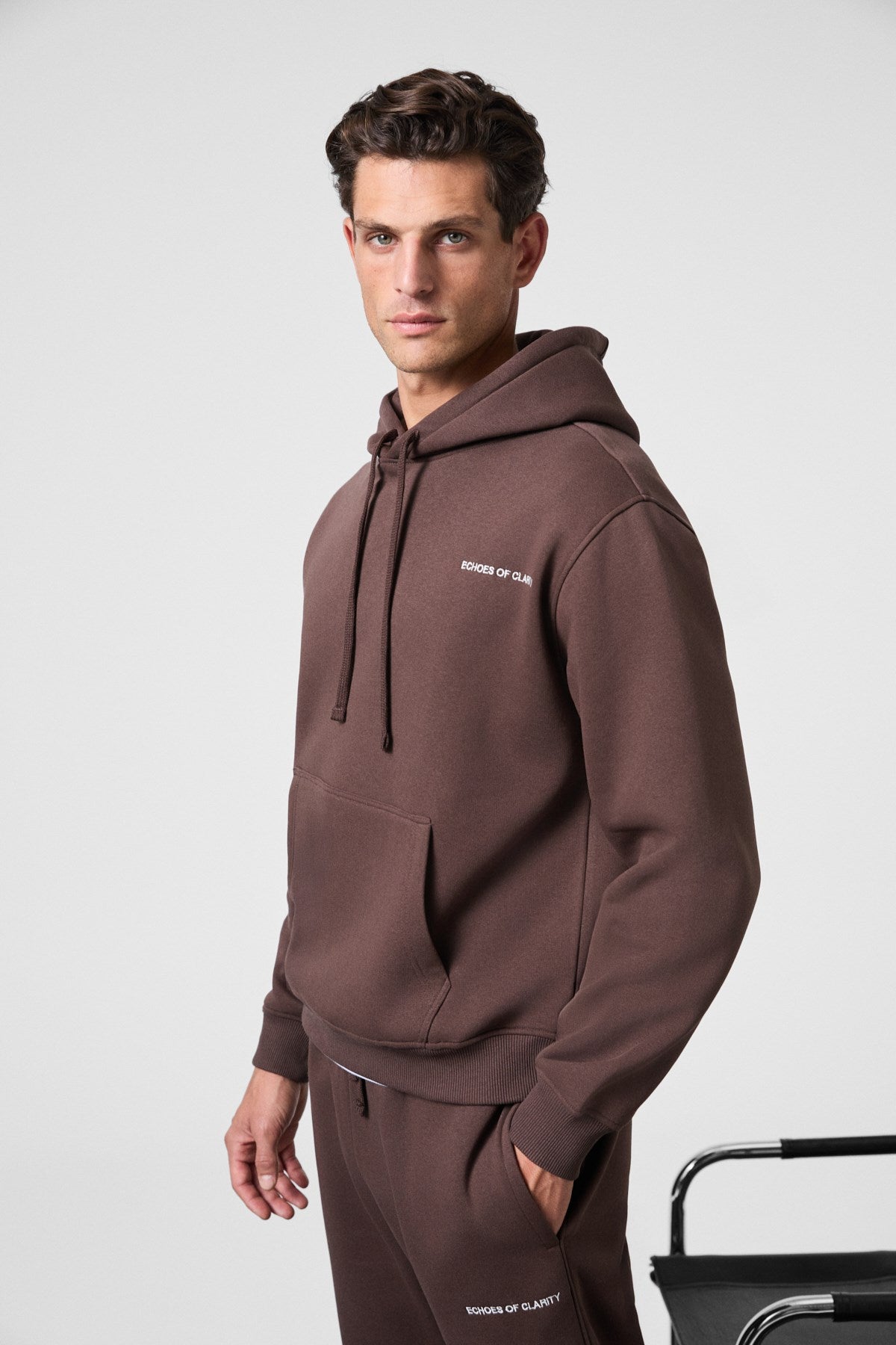 GRIMELANGE SCARN Herren Relaxed Kapuzenpullover Braun