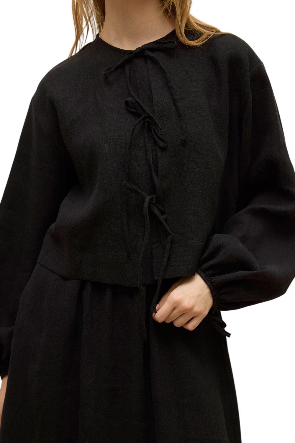 Schwarze Bluse mit Schnürung