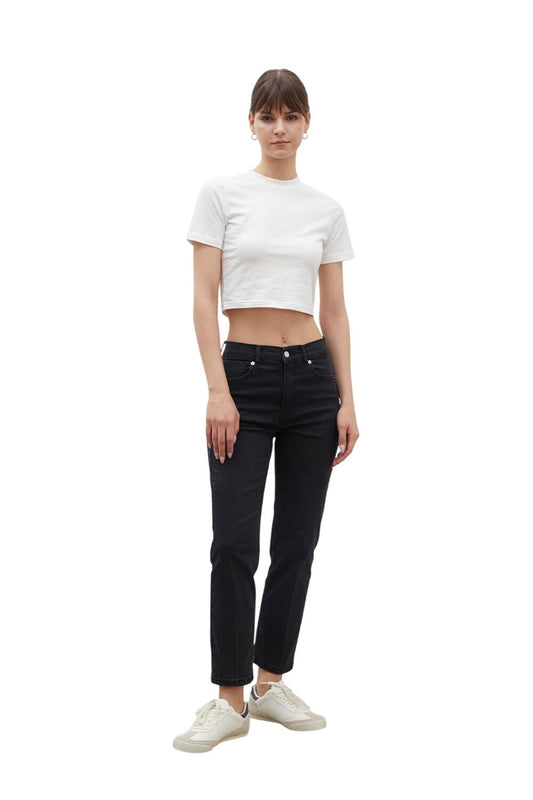Schwarze Bootcut Denim-Hose