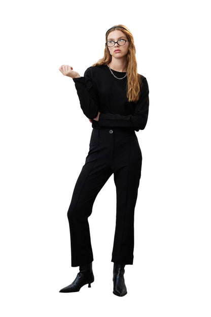 Schwarze gerade Stoffhose