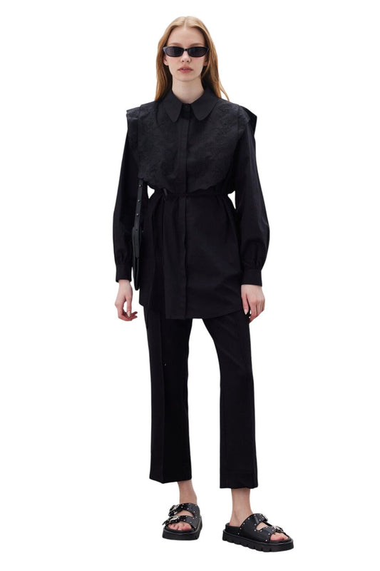 Schwarze gerade Stoffhose