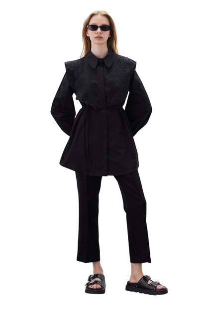 Schwarze gerade Stoffhose