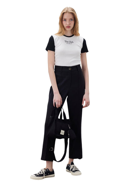 Schwarze gerade Stoffhose