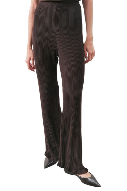 Schwarze gerippte Strickhose mit Flip-Flop-Verschluss