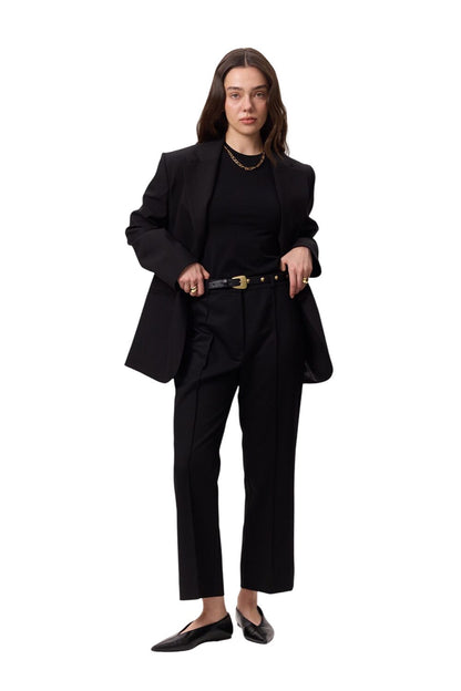 SCHWARZE STOFFHOSE MIT CIMA-NAHT