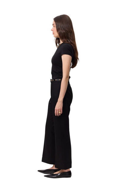 SCHWARZE STOFFHOSE MIT CIMA-NAHT