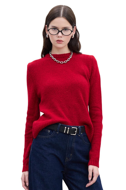 Schwarzer Strickpullover mit Kragen